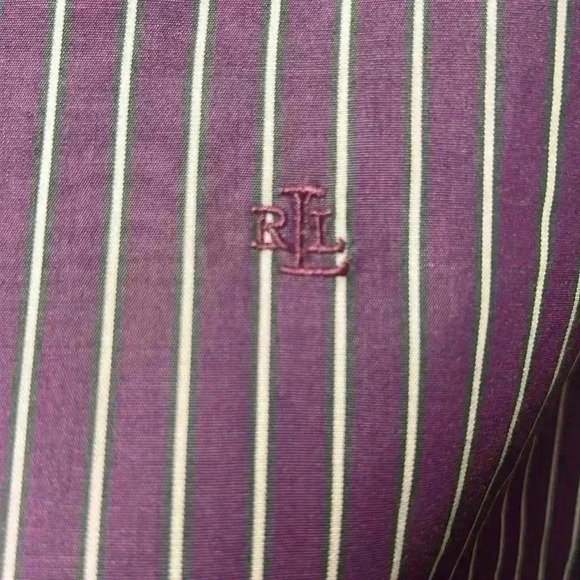 Lauren Ralph Lauren Pinstripe Non-Iron Cotton 3/4 Sleeve Button Down Top Size M - Picture 3 of 7